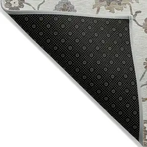 Photo of Ivory Gray And Taupe Floral Washable Indoor Outdoor Area Rug