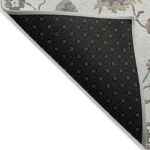 Photo of Ivory Gray And Taupe Floral Washable Indoor Outdoor Area Rug