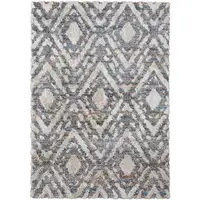 Photo of Ivory Gray And Taupe Geometric Power Loom Stain Resistant Area Rug