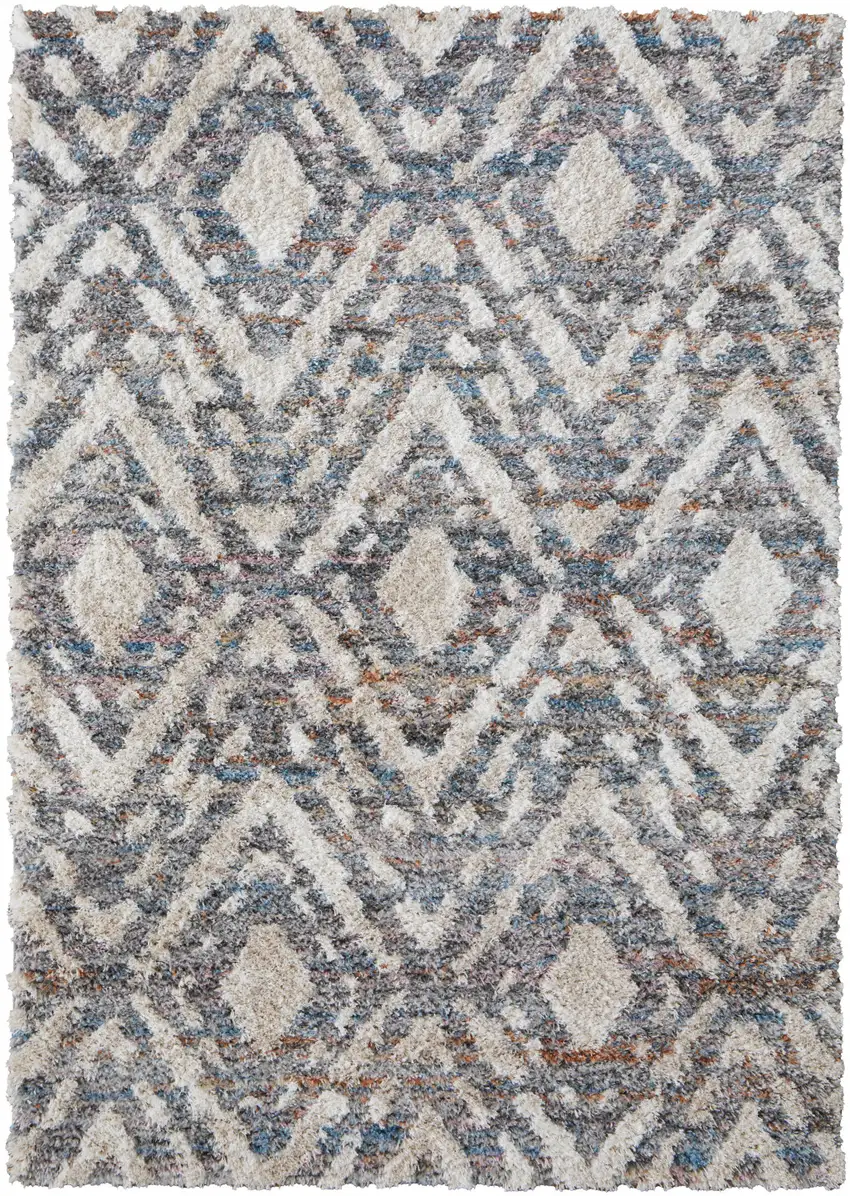Ivory Gray And Taupe Geometric Power Loom Stain Resistant Area Rug Photo 1