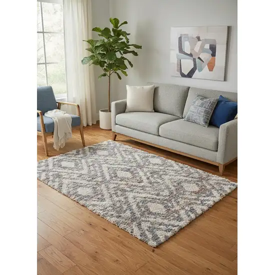 Ivory Gray And Taupe Geometric Power Loom Stain Resistant Area Rug Photo 1