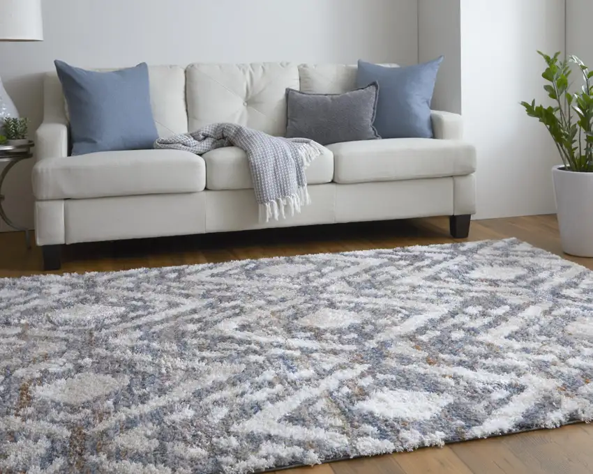 Ivory Gray And Taupe Geometric Power Loom Stain Resistant Area Rug Photo 8