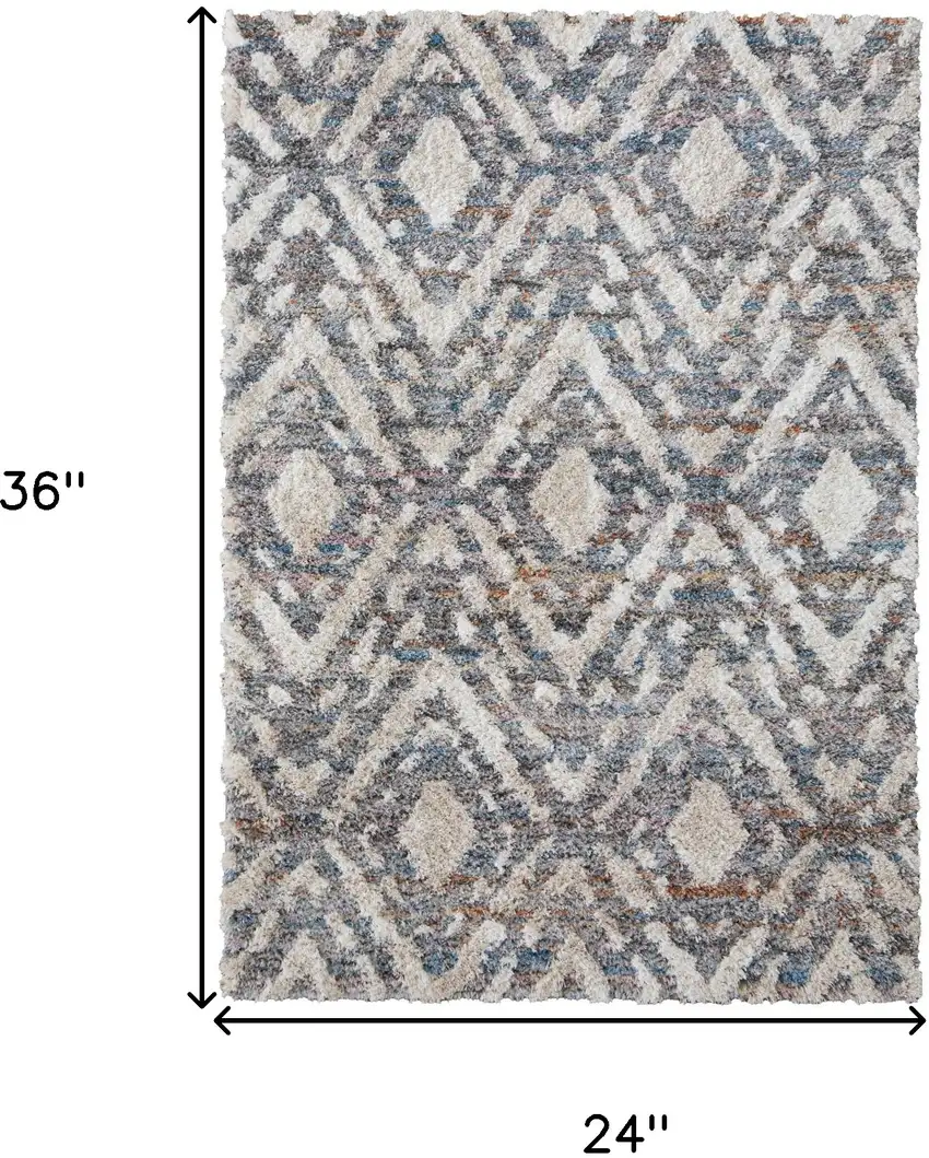 Ivory Gray And Taupe Geometric Power Loom Stain Resistant Area Rug Photo 10