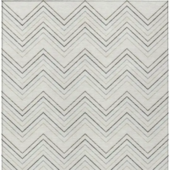 Ivory Gray And Taupe Geometric Washable Indoor Outdoor Area Rug Photo 3