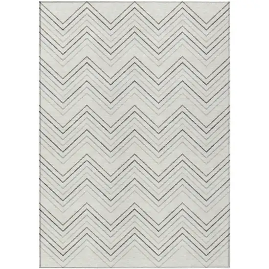 Ivory Gray And Taupe Geometric Washable Indoor Outdoor Area Rug Photo 1