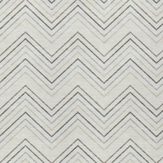 Ivory Gray And Taupe Geometric Washable Indoor Outdoor Area Rug Photo 2