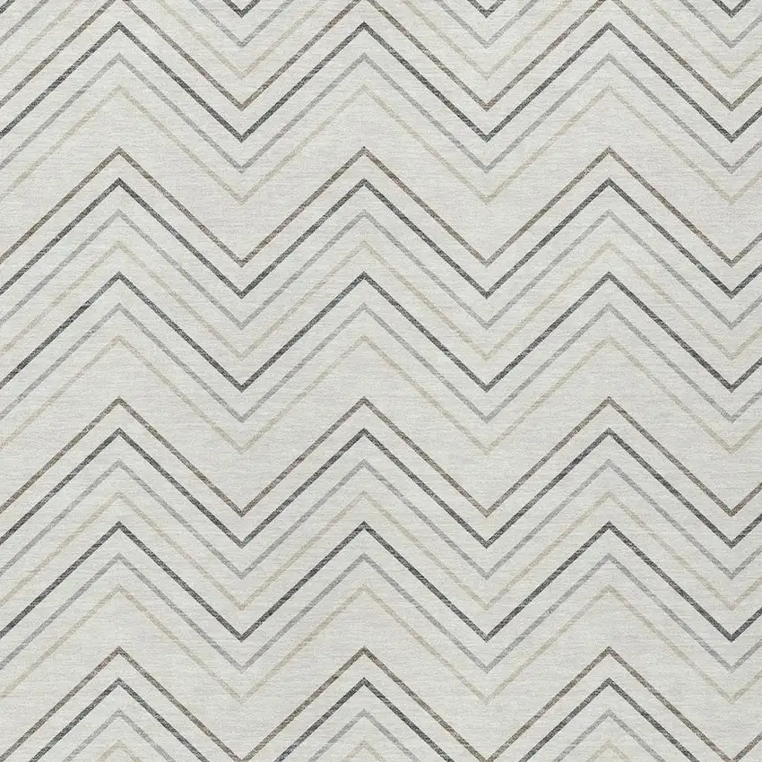 Ivory Gray And Taupe Geometric Washable Indoor Outdoor Area Rug Photo 2