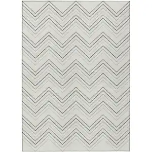 Photo of Ivory Gray And Taupe Geometric Washable Indoor Outdoor Area Rug