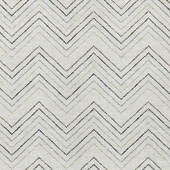 Ivory Gray And Taupe Geometric Washable Indoor Outdoor Area Rug Photo 2