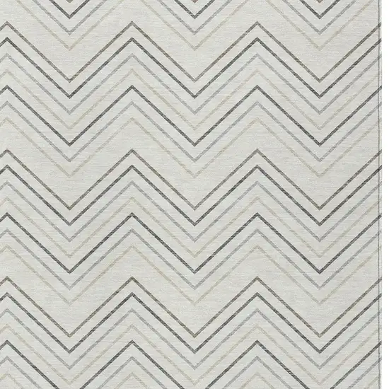 Ivory Gray And Taupe Geometric Washable Indoor Outdoor Area Rug Photo 2