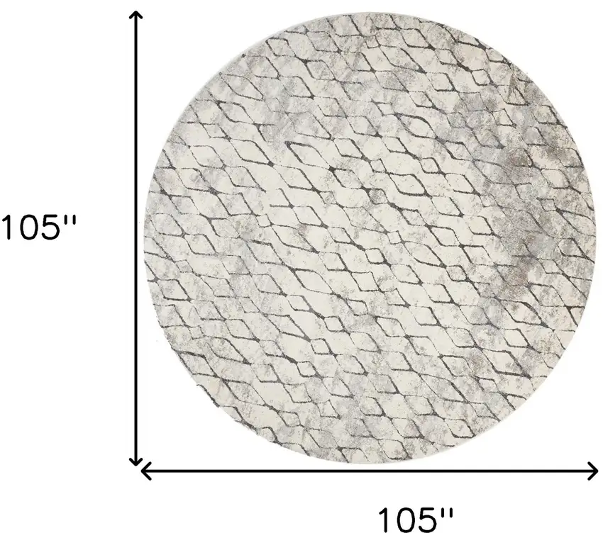 Ivory Gray And Taupe Round Abstract Stain Resistant Area Rug Photo 8