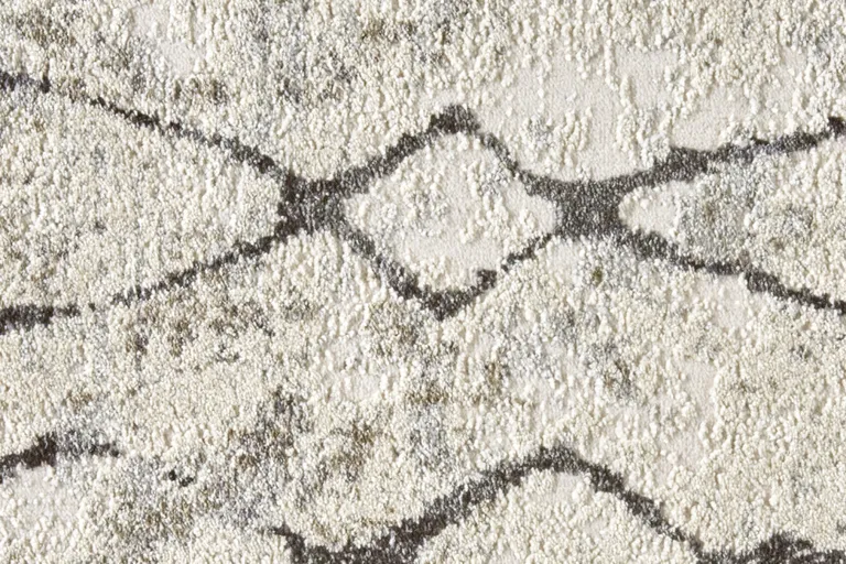Ivory Gray And Taupe Round Abstract Stain Resistant Area Rug Photo 5