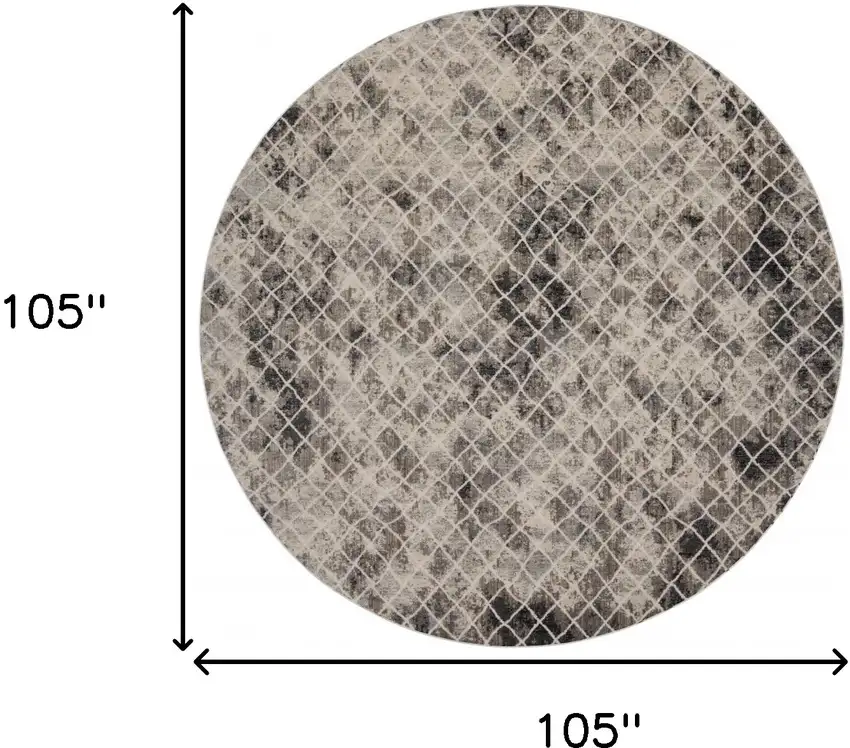Ivory Gray And Taupe Round Abstract Stain Resistant Area Rug Photo 8