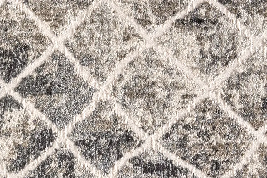 Ivory Gray And Taupe Round Abstract Stain Resistant Area Rug Photo 7