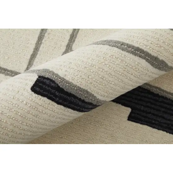 Gray and Ivory Wool Abstract Hand Tufted Area Rug Photo 9