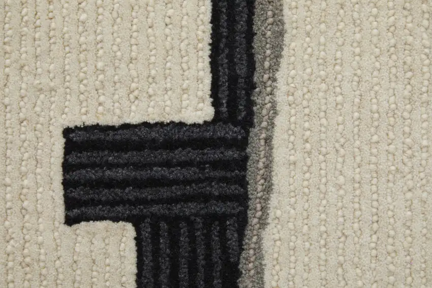 Ivory Gray And Taupe Wool Abstract Tufted Handmade Area Rug Photo 6