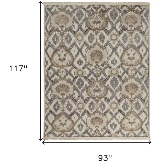 Ivory Gray And Taupe Wool Floral Hand Knotted Stain Resistant Area Rug Photo 10
