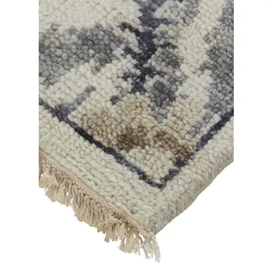 Gray and Ivory Wool Floral Hand Knotted Area Rug Photo 4