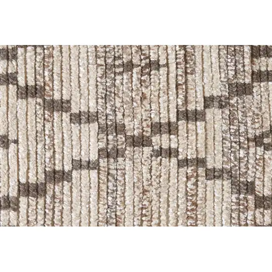 Ivory Gray And Taupe Wool Geometric Hand Knotted Area Rug Photo 4