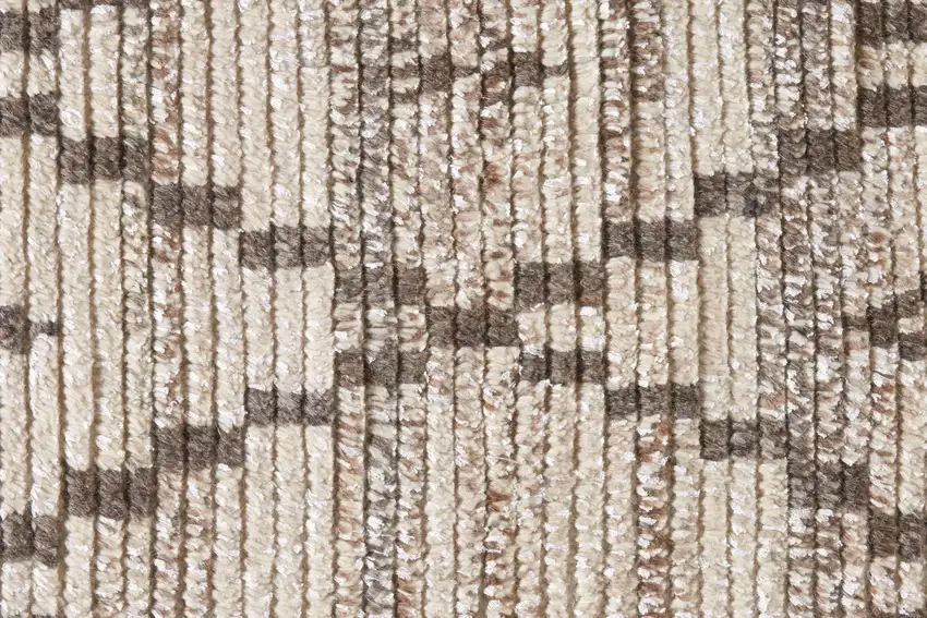 Ivory Gray And Taupe Wool Geometric Hand Knotted Area Rug Photo 4