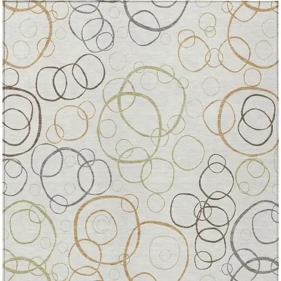 Ivory Gray And Walnut Geometric Washable Indoor Outdoor Area Rug Photo 2