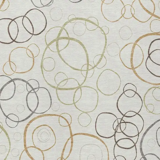 Ivory Gray And Walnut Geometric Washable Indoor Outdoor Area Rug Photo 2