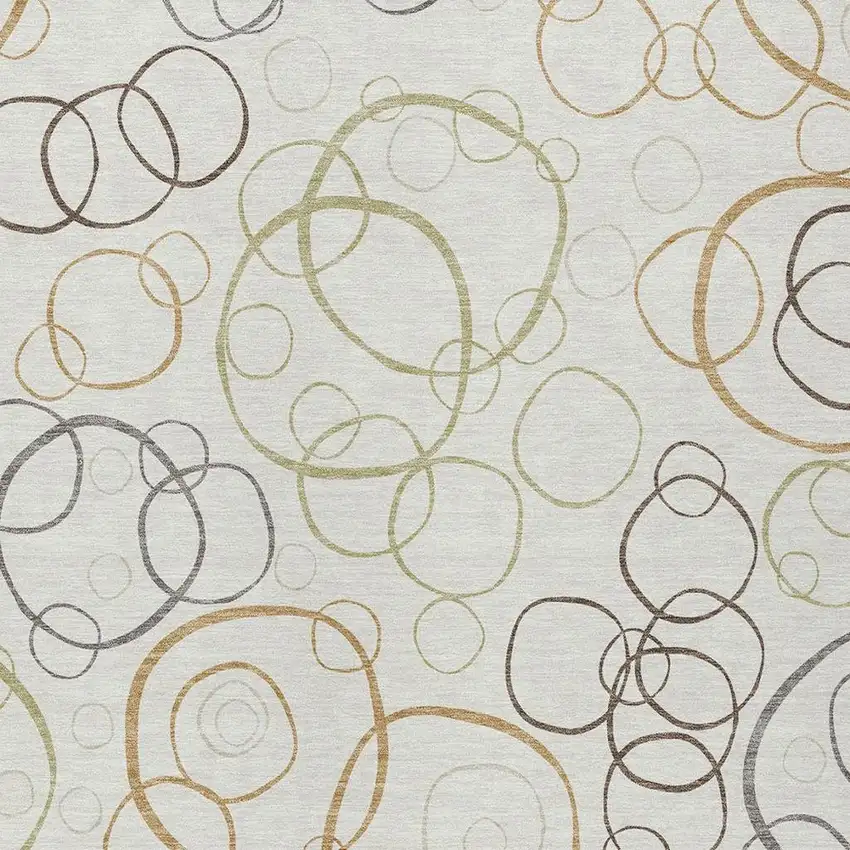 Ivory Gray And Walnut Geometric Washable Indoor Outdoor Area Rug Photo 2