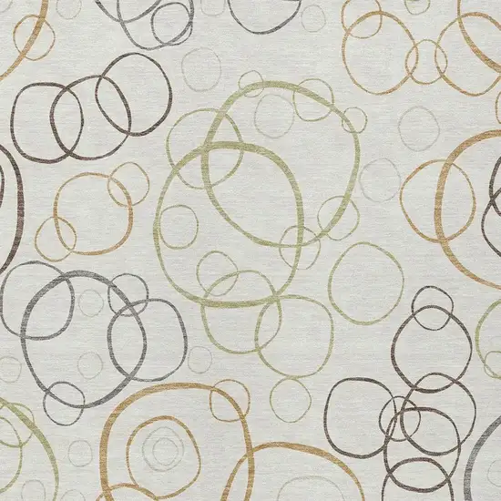 Ivory Gray And Walnut Geometric Washable Indoor Outdoor Area Rug Photo 2