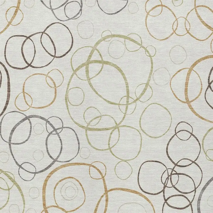 Ivory Gray And Walnut Geometric Washable Indoor Outdoor Area Rug Photo 2