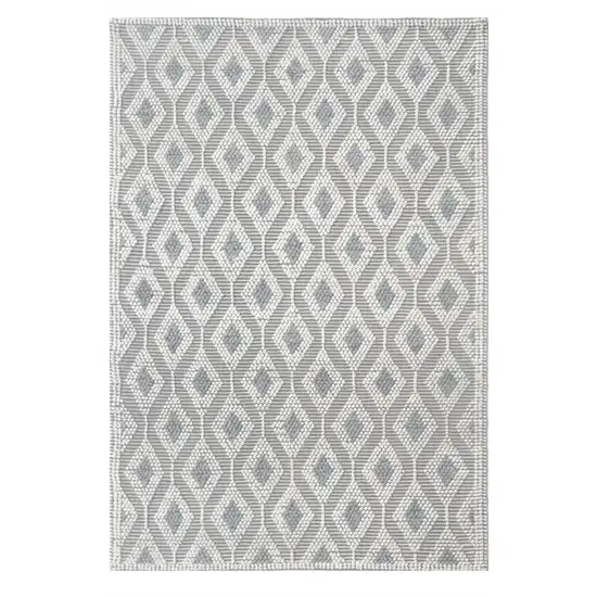 Gray and Ivory Geometric Handmade Area Rug Photo 5