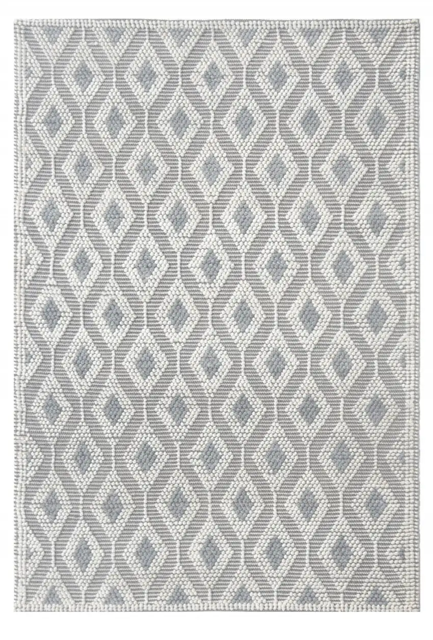Gray and Ivory Geometric Handmade Area Rug Photo 5