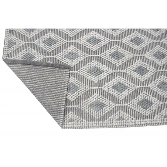 Gray and Ivory Geometric Handmade Area Rug Photo 3