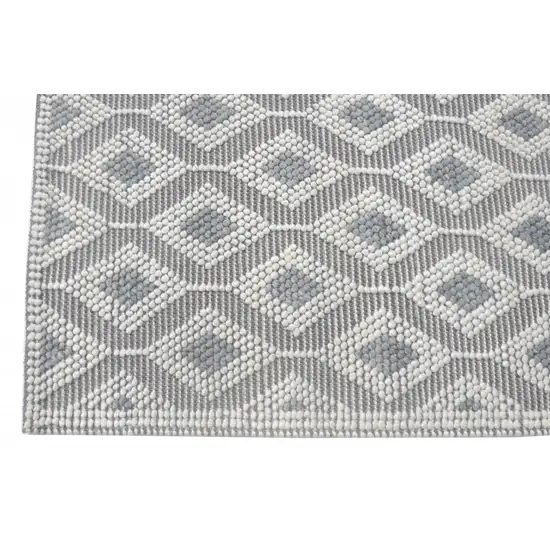 Gray and Ivory Geometric Handmade Area Rug Photo 7
