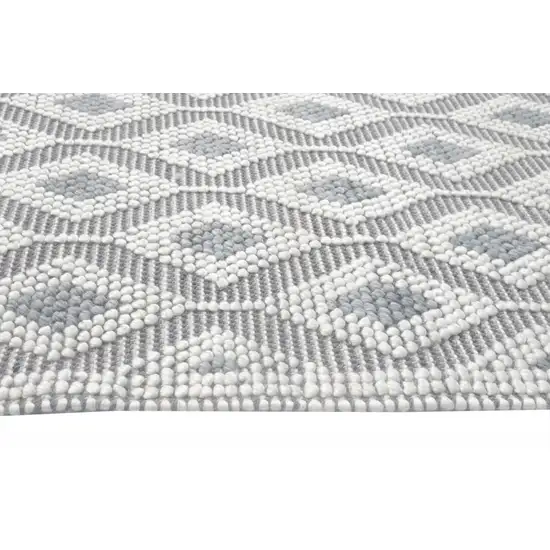 Gray and Ivory Geometric Handmade Area Rug Photo 8