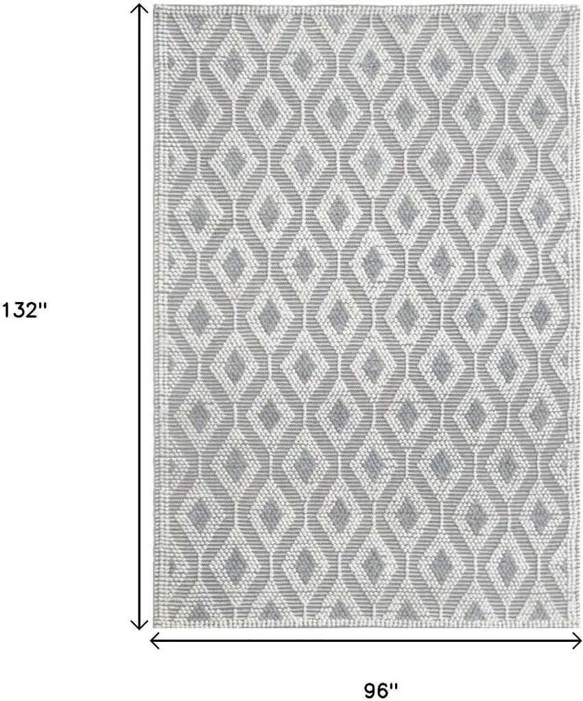 Gray and Ivory Geometric Handmade Area Rug Photo 6