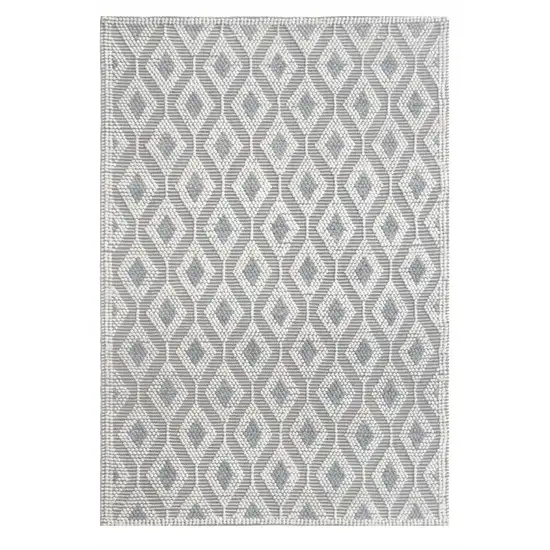 Gray and Ivory Geometric Handmade Area Rug Photo 1