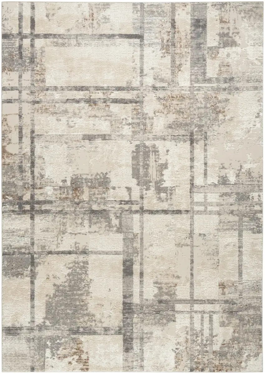 Ivory Gray and Black Abstract Non Skid Area Rug Photo 2