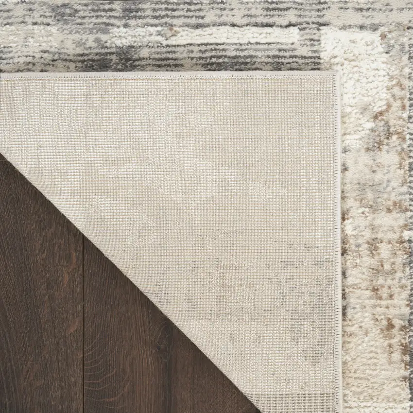 Ivory Gray and Black Abstract Non Skid Area Rug Photo 5