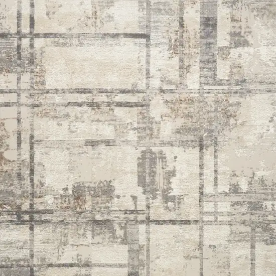 Ivory Gray and Black Abstract Non Skid Area Rug Photo 7