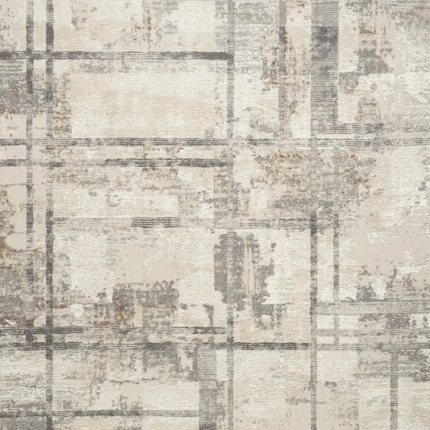 Ivory Gray and Black Abstract Non Skid Area Rug Photo 7