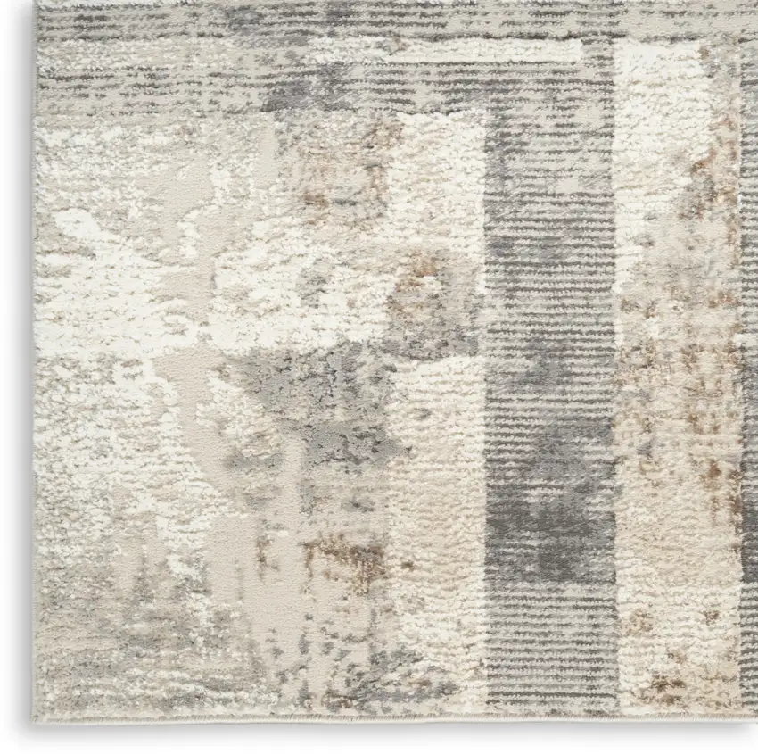 Ivory Gray and Black Abstract Non Skid Area Rug Photo 8