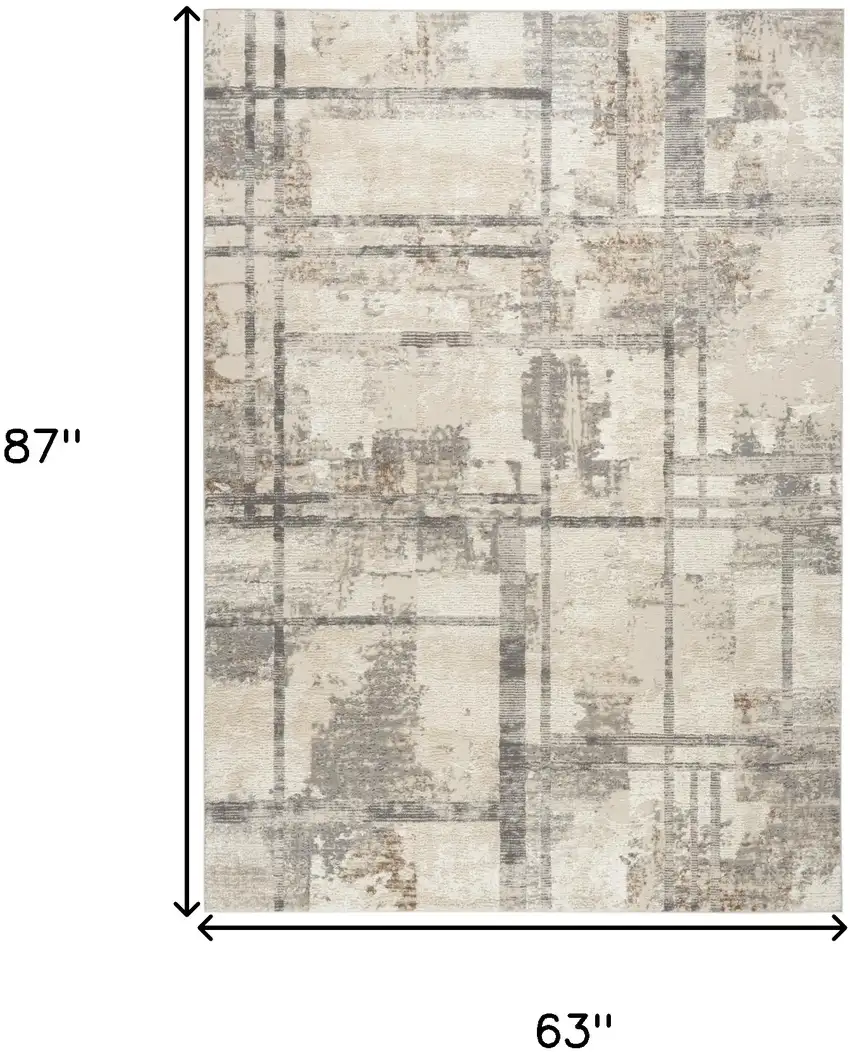 Ivory Gray and Black Abstract Non Skid Area Rug Photo 3