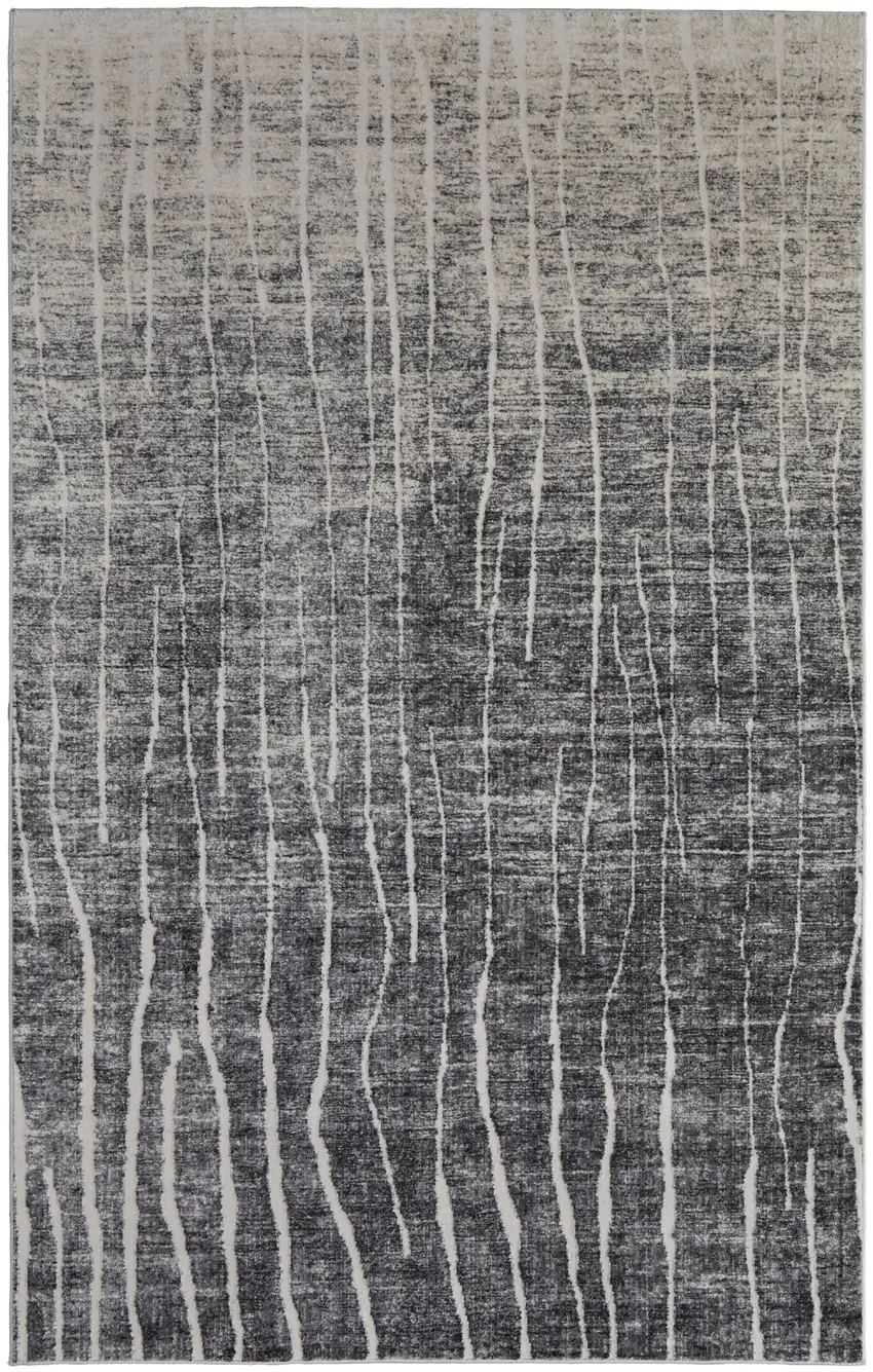 Ivory Gray and Black Abstract Power Loom Area Rug Photo 4