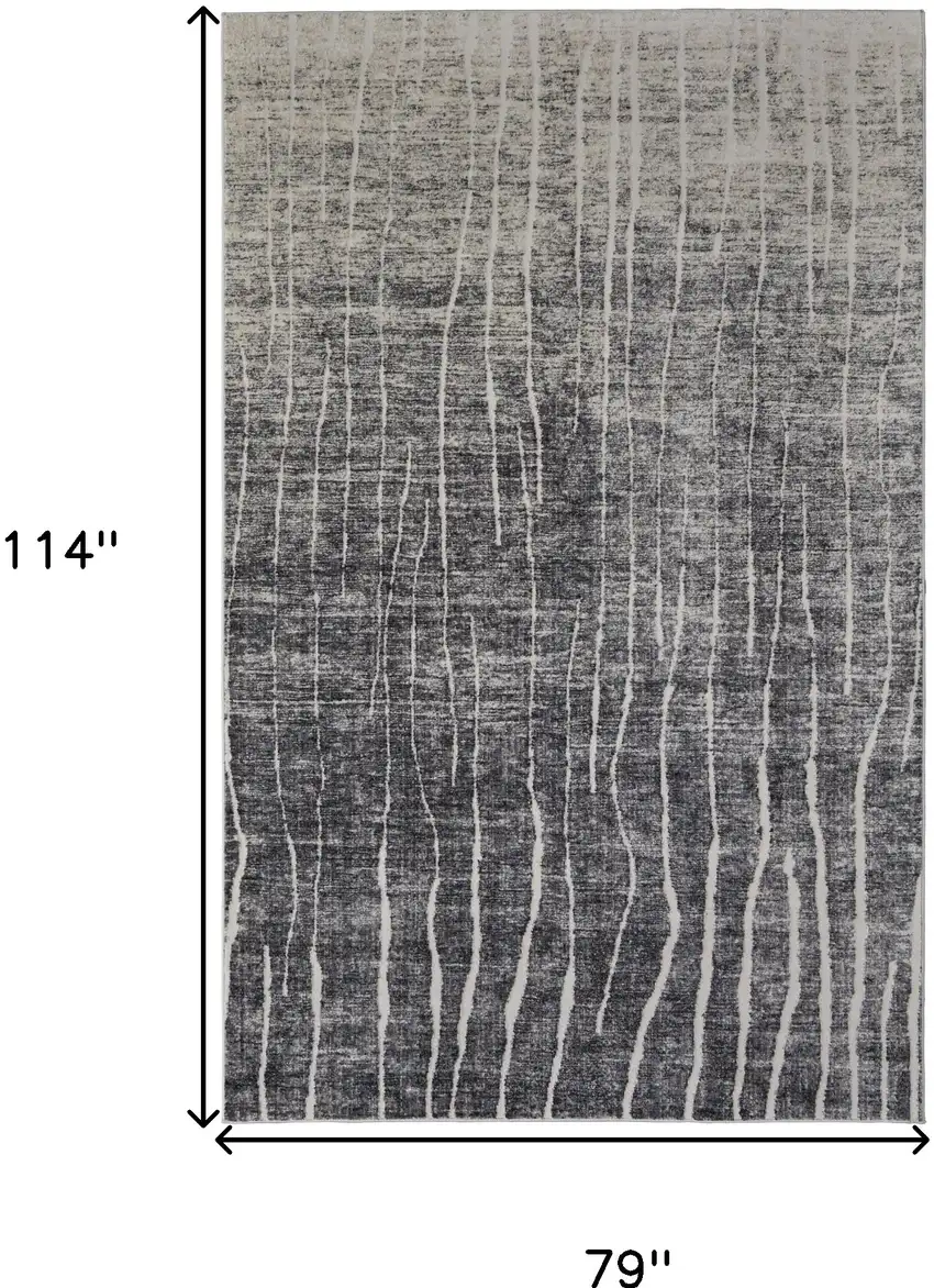 Ivory Gray and Black Abstract Power Loom Area Rug Photo 3