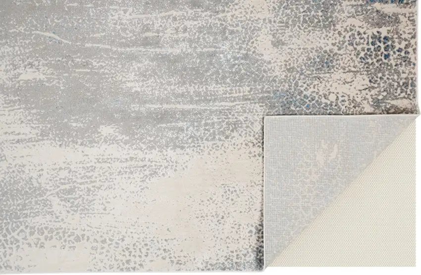 Ivory Gray and Blue Abstract Power Loom Area Rug Photo 6