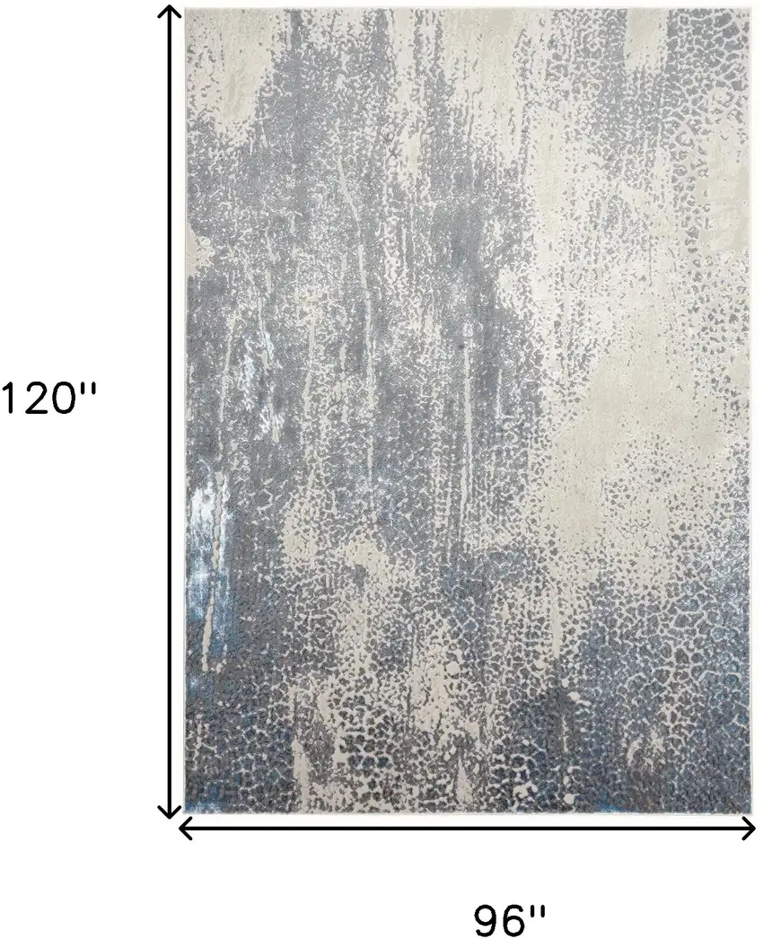 Ivory Gray and Blue Abstract Power Loom Area Rug Photo 3