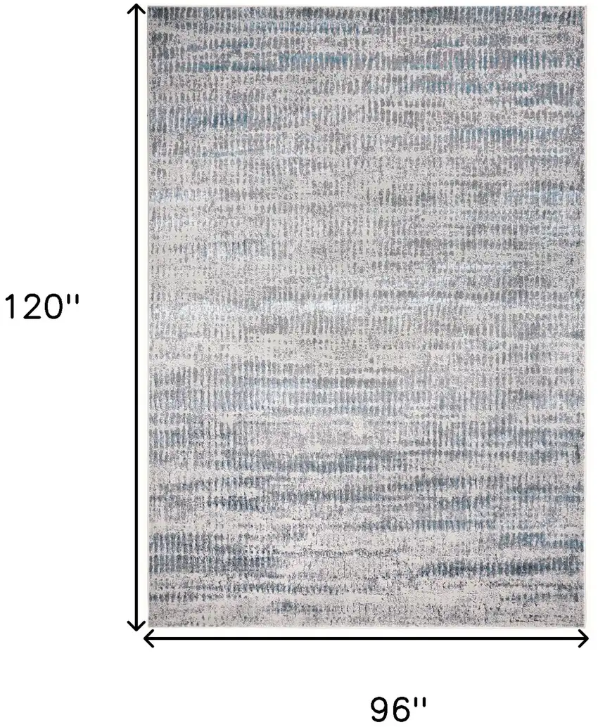 Ivory Gray and Blue Abstract Power Loom Area Rug Photo 3