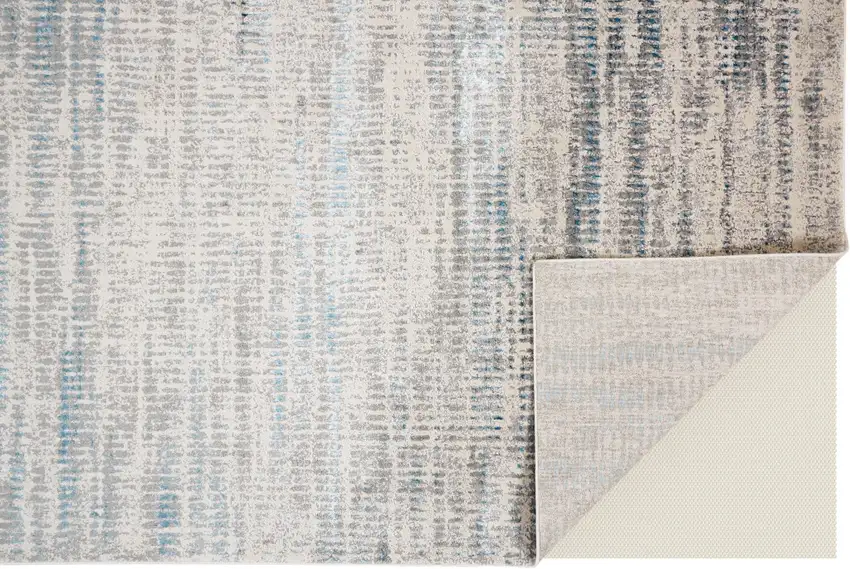 Ivory Gray and Blue Abstract Power Loom Area Rug Photo 7