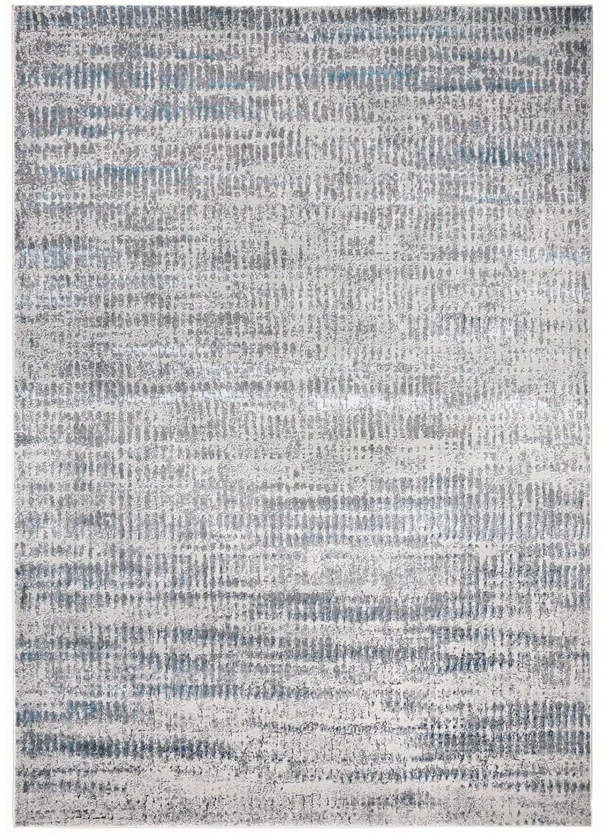 Ivory Gray and Blue Abstract Power Loom Area Rug Photo 5