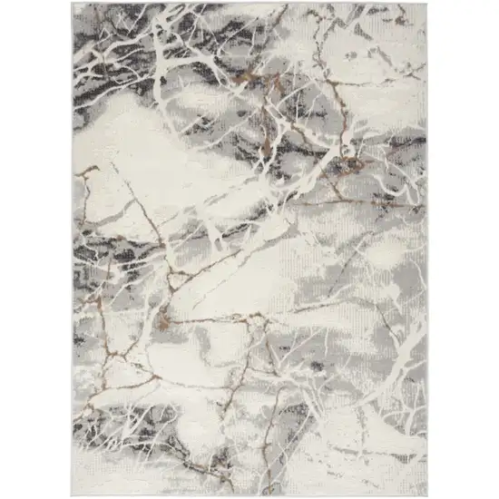 Ivory Gray and Brown Abstract Non Skid Area Rug Photo 9
